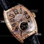 Perfect Replica Franck Muller Rose Gold Croco Cintree Curvex Watch Tourbillon Dial 40mm
